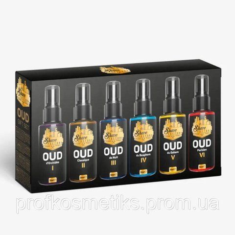 Набір одеколонів №3 Oud - 6 видів по 50 мл з розпилювачем 50+50+50+50+50+50 мл The Shave Factory 138193279 фото