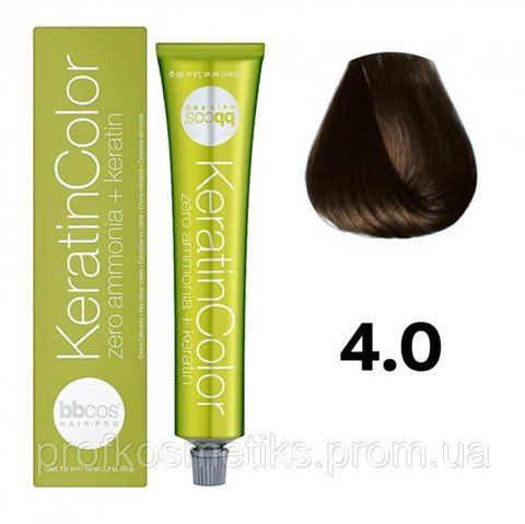 Професійна безаміачна крем-фарба для волосся BBcos Keratin Color 4/0 каштановий натуральний 144306681 фото