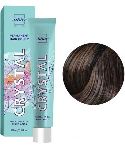 Крем-фарба для волосся Unic Professional Crystal Permanent Hair 6/77 Темно-русявий інтенсивний коричневий 102932284 фото