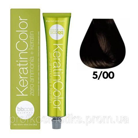 Профессиональная безаммиачная крем-краска для волос BBcos Keratin Color 5/00 каштановый светлый интенсивный 144333864 фото