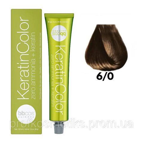 Профессиональная безаммиачная крем-краска для волос BBcos Keratin Color 6/0 блондин темный 144353512 фото